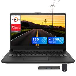 HP - Pavilion 14" HD Laptop,AMD Athlon Silver 3050U,8GB RAM,256GB SSD+160GB Dock Station,AMD Radeon Graphics,Win 10 - Black