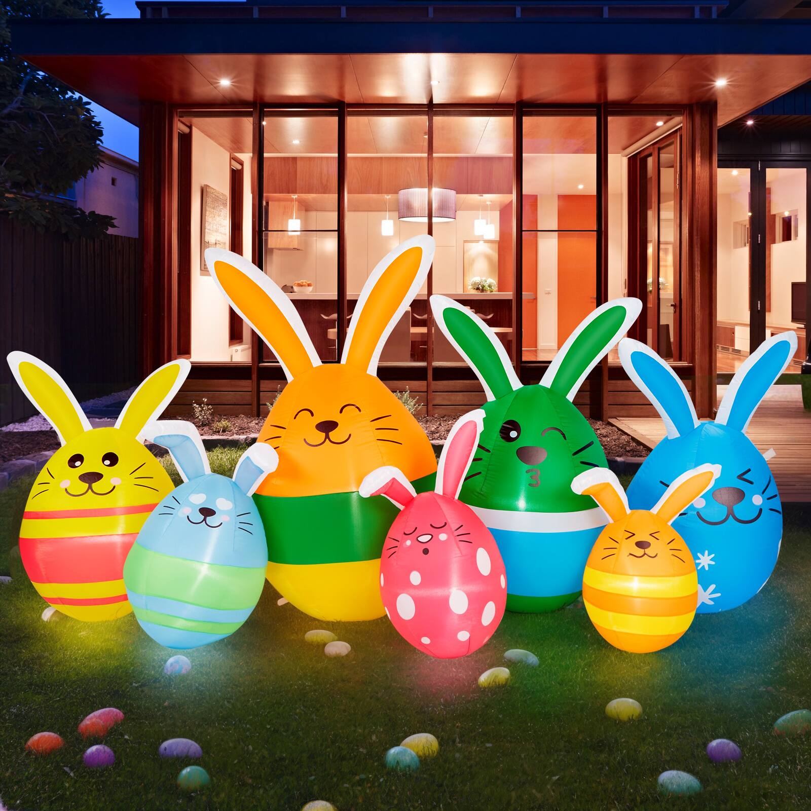 Alt View 1. CAMULAND - 6.8FT Easter Inflatables Outdoor Decorations with Built-in LED Lights - Multicolor.