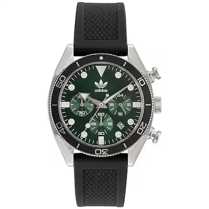 Front. adidas - Adidas Men's Originals Fashion Edition Two Green Dial Watch - AOFH23005 - Green.