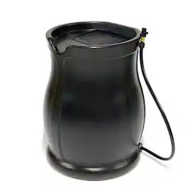 FCMP Outdoor - Catalina 45 Gallon Water Catcher Rain Barrel w/ Flat Back - Black