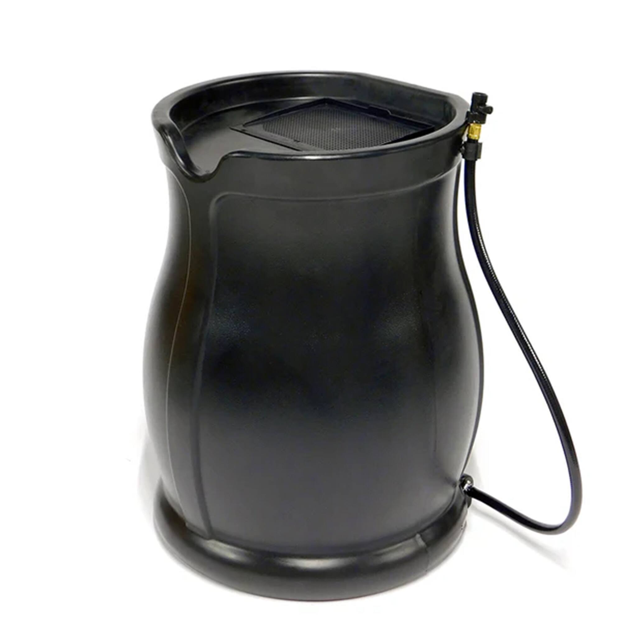 Front. FCMP Outdoor - FCMP Outdoor Catalina 45 Gallon Water Catcher Rain Barrel w/ Flat Back, Black - Black.