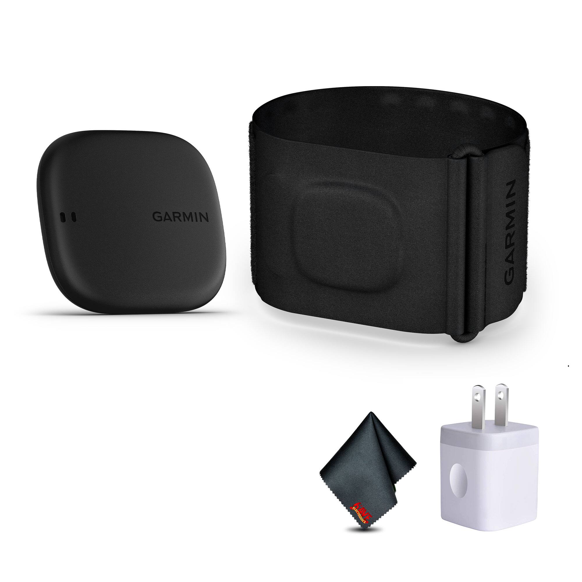 Garmin - Index Sleep Monitor, S/M, USB Wall Charger Adapter White Cube, Microfiber Cleaning Cloth, Bundle - Black - (2025)