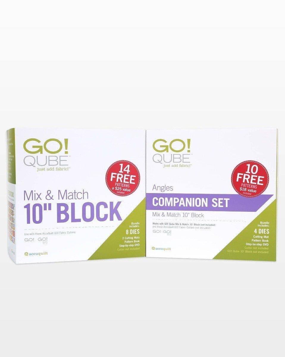GO! QUBE just add fabric! just add fabric! 14 FREE PATTERNS a $25 value Angles 10 FREE PATTERNS $18 value incluated Mix & Match COMPANION SET 10" BLOCK Mix & Match 10" Block Bundle includes: 8 DIES 4 DIES and Cutting Mats Cutting Mat GO! GO! Pattern Book Pattern Book Step-by-step DVD Step-by-step DVD not included Cutter not included Cutter not included GO! QUBE Mix & Match 10" Block not included