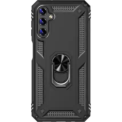 Front. SaharaCase - Military Kickstand Series with Belt Clip Case for Samsung Galaxy A14 5G - Black.