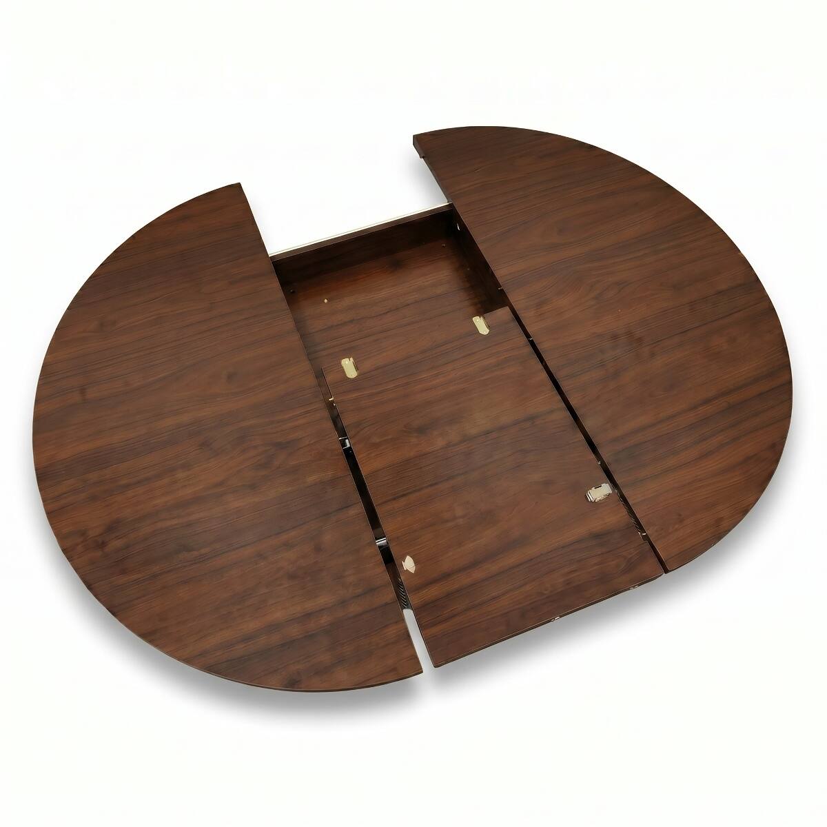 Alt View 4. Loheer - Loheer Extendable Round Dining Table, Walnut, Round-to-Oval Table for 4 to 6 People - Walnut.