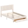 Front. Gymax - Gymax Queen Size Bed Frame w/Storage Drawer & Vertical Channel Headboard Beige - Beige.