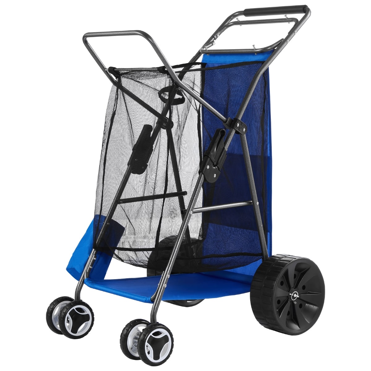 Ropilly - Beach Cart with Large Wheels for Sand, Folding Steel Beach Wagon, 165 lb Capacity with Cooler Bag - Multi