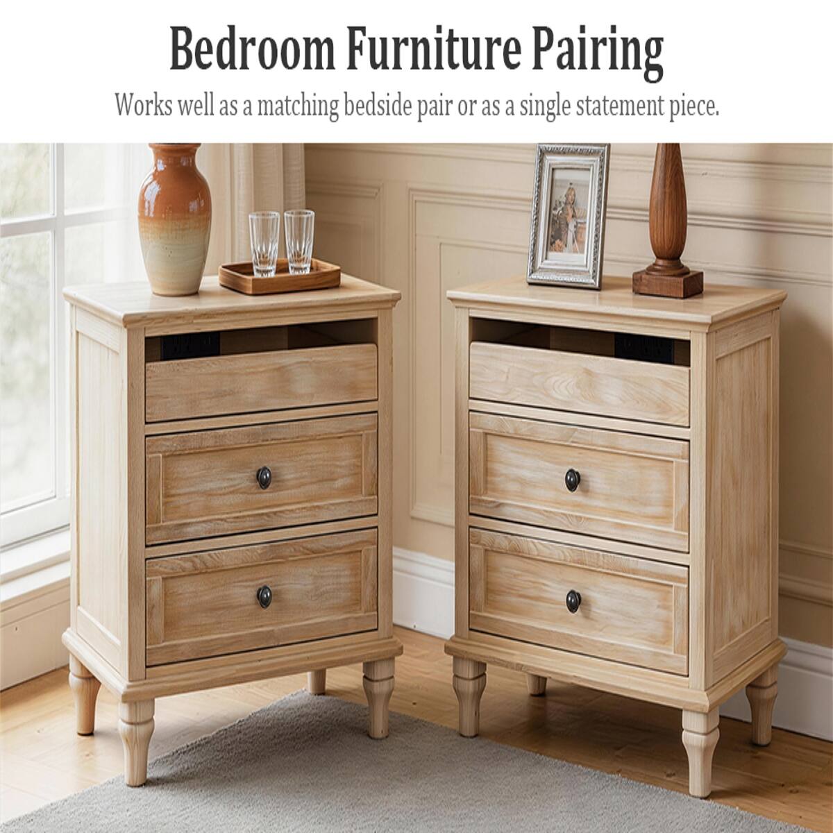 Bedroom Furniture Pairing  
Works well as a matching bedside pair or as a single statement piece.