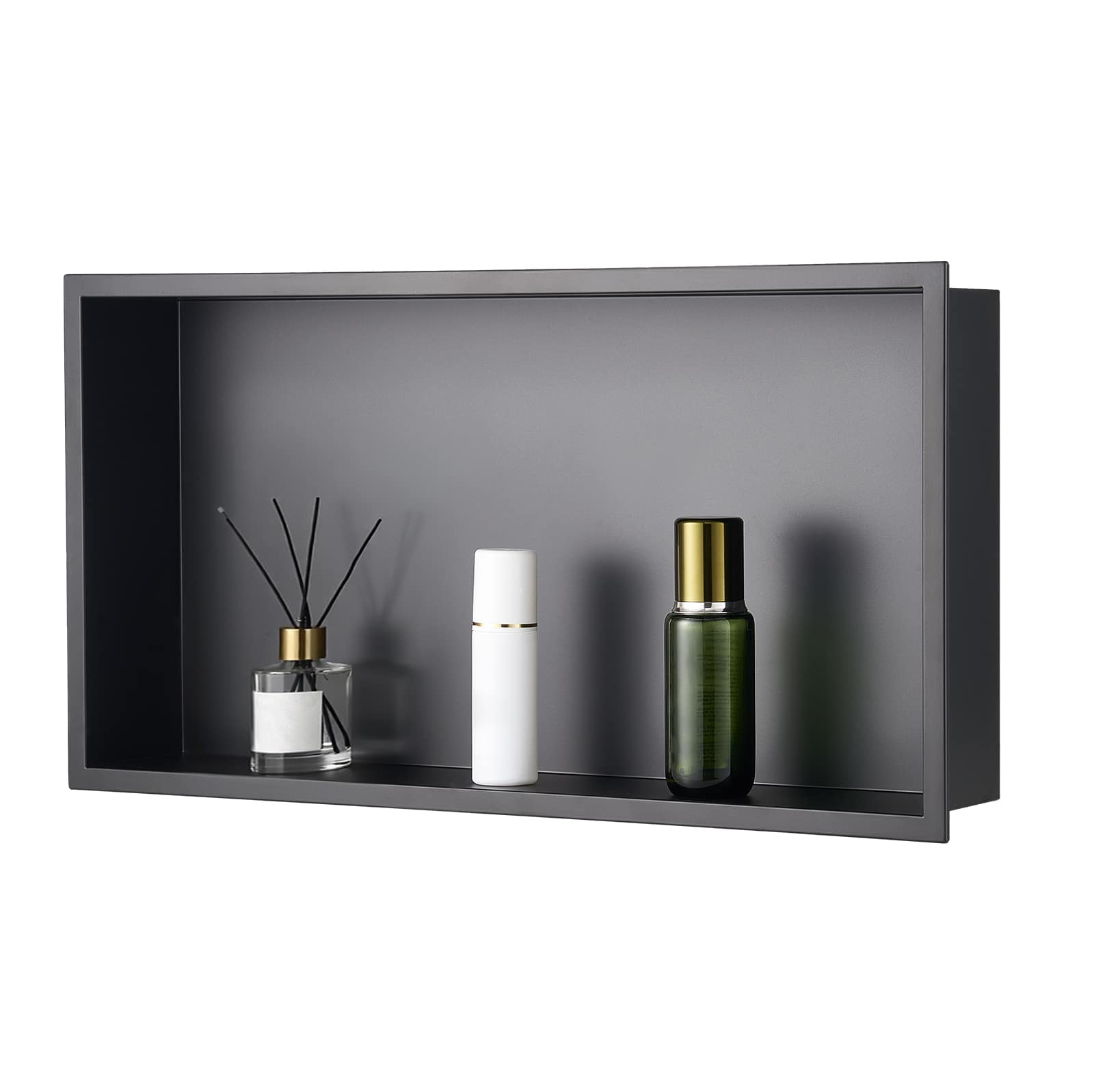 VEVOR - Shower Niche, 13 x 25 x 4 inch Recessed Wall Niche, Heavy-duty Stainless Steel Modern Soap & Shampoo Storage Organizer - Black
