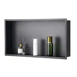 VEVOR - Shower Niche, 13 x 25 x 4 inch Recessed Wall Niche, Heavy-duty Stainless Steel Modern Soap & Shampoo Storage Organizer - Black