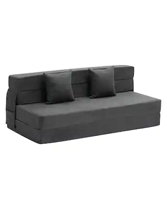 Front. VEVOR - Folding Sofa Bed, 3-in-1 Foldable Couch Bed with 2 Pillows and Washable Cover - Grey.