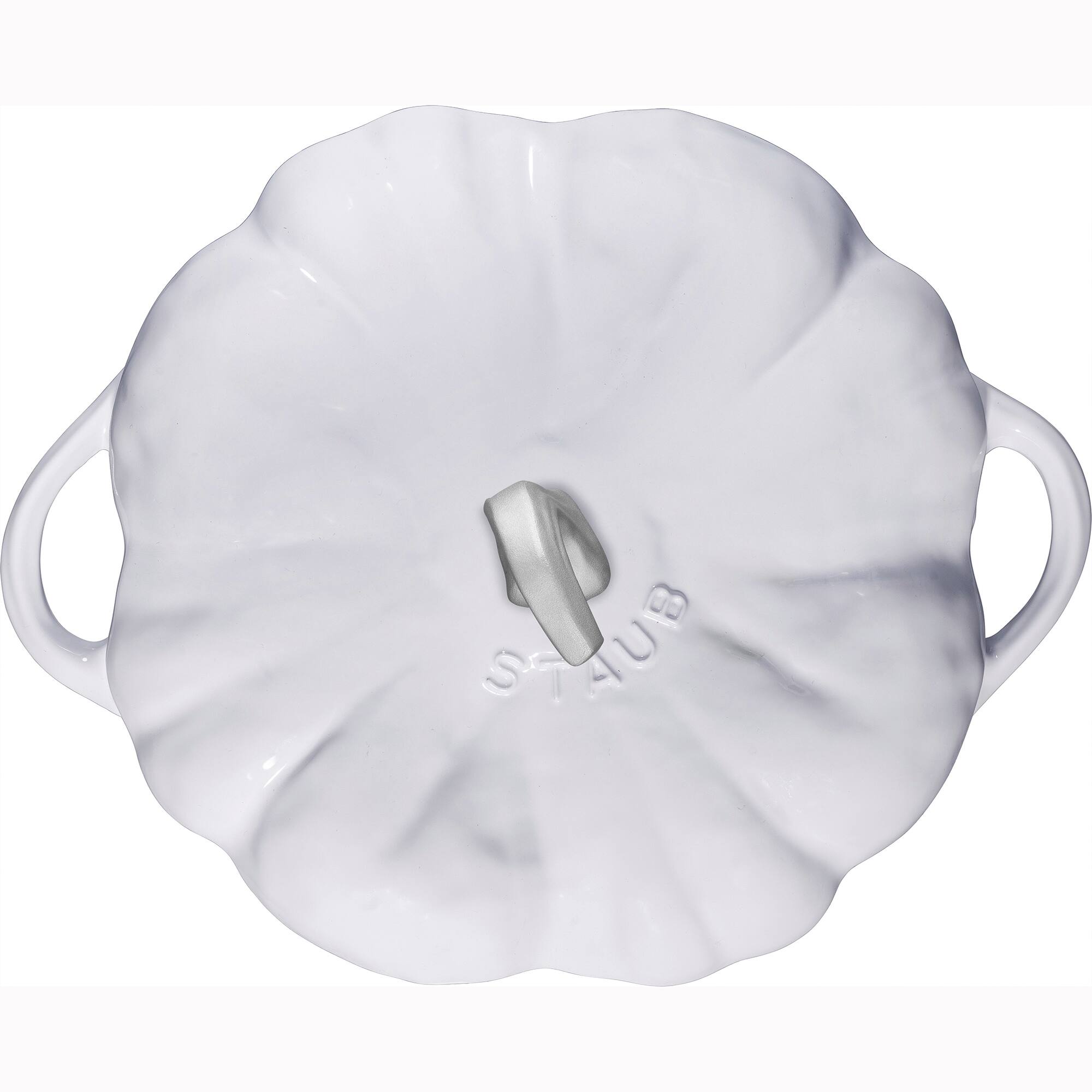 Alt View 2. Staub - STAUB Cast Iron 3.5-qt Pumpkin Cocotte with Stainless Steel Knob - White - White.