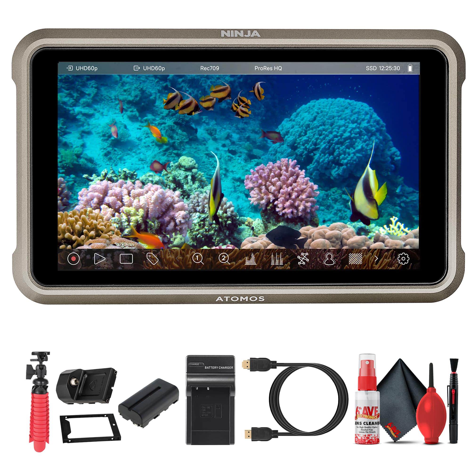 Atomos - Ninja 5.2 Inch 4K HDMI Recording Monitor | HDR 10 Bit Touchscreen Display with ProRes and DNx Recording, SSD Supp