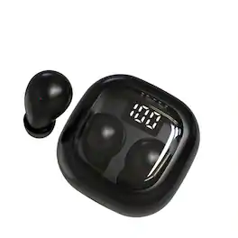 PRIMEPLUS - Mini Space Capsule Earbuds, Bluetooth 5.3, 25H Total Battery, LED Display, Comfortable Side-Sleeping Fit - Black