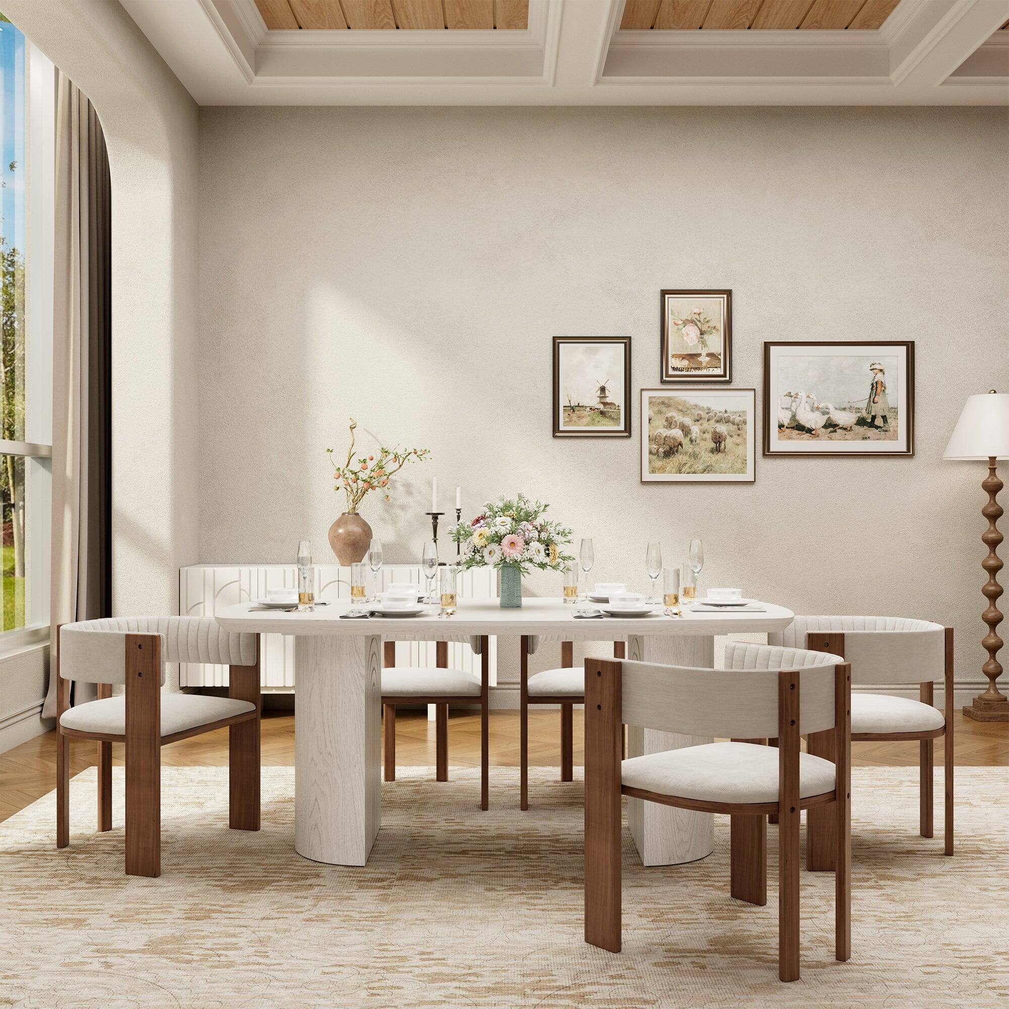Alt View 2. Boyel Living - White Wood 70.87 Inch Trestle Dining Table Seats 6 Modern Rectangular MDF Table - White.
