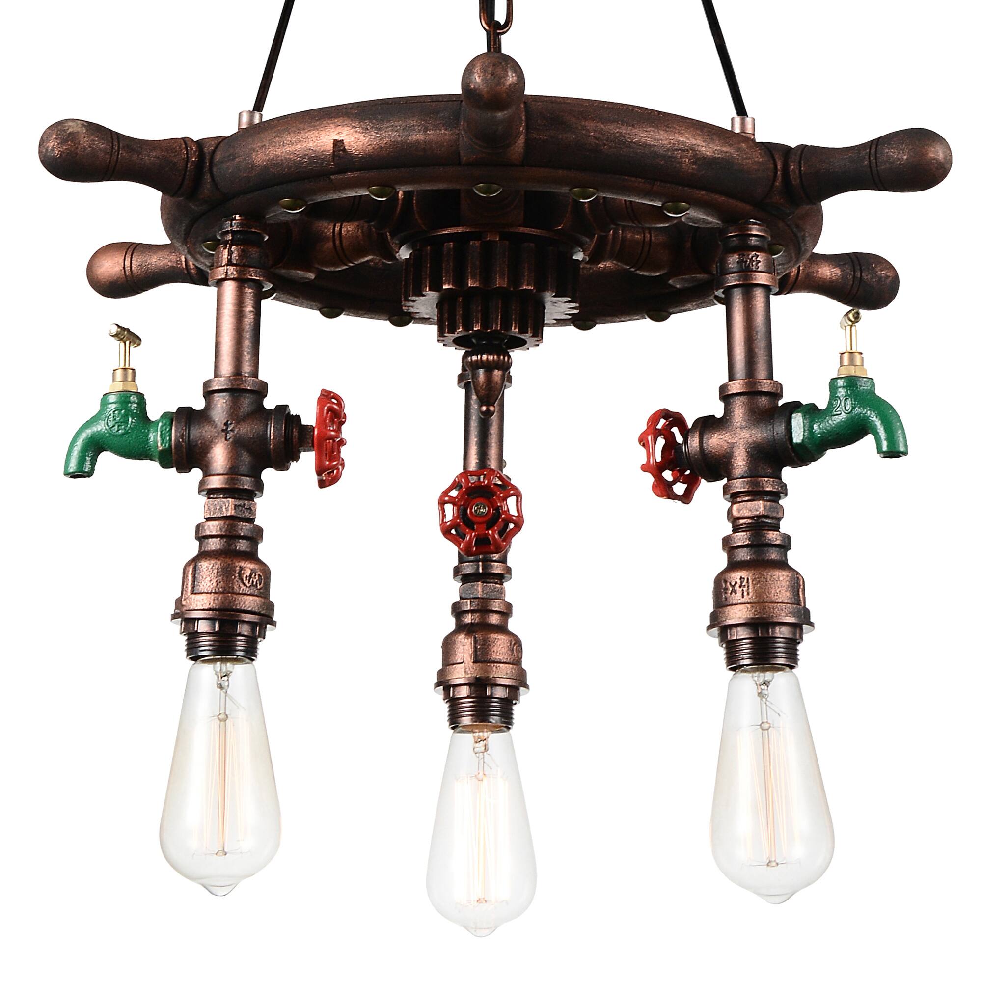 Angle. CWI Lighting - Manor 3 Light Down Chandelier With Speckled copper Finish - Speckled Copper.