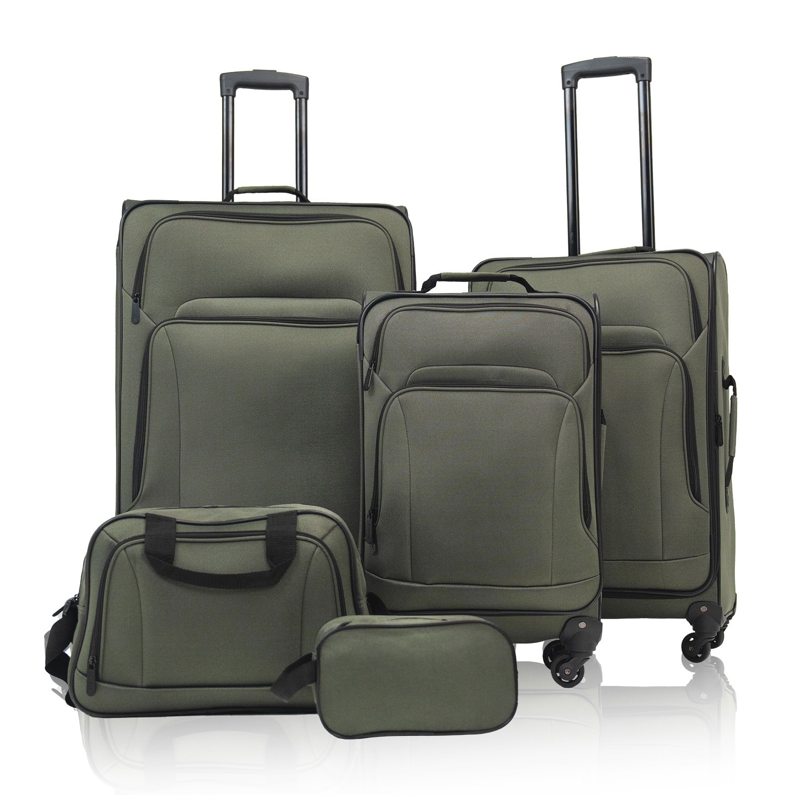 Ecooso - 3 Piece Softshell Luggage Set Expandable Lightweight Travel Suitcase with Duffel Bag - Dark Green