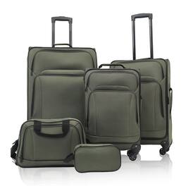 Ecooso - 3 Piece Softshell Luggage Set Expandable Lightweight Travel Suitcase with Duffel Bag - Dark Green