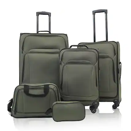 Front. LOVMOR - Lovmor 3-Piece Softside Luggage Set Expandable Duffel Bag - Dark Green.