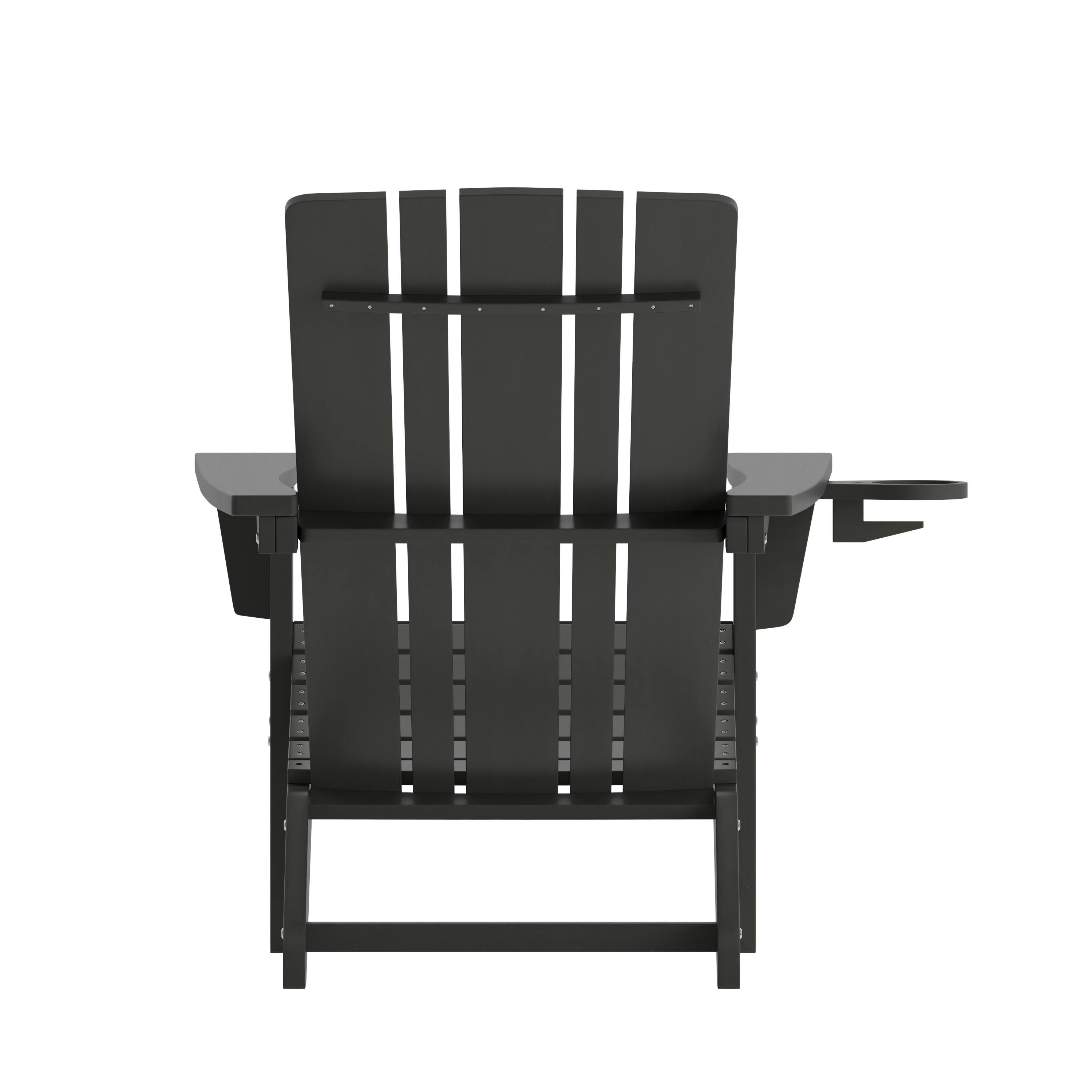 Alt View 7. Emma + Oliver - Haley Adirondack Chair with Cup Holder, Weather Resistant HDPE Adirondack Chair - Black.