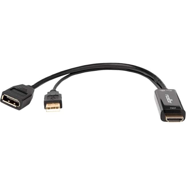 Rocstor - HDMI to DisplayPort 4K@30Hz Adapter M/F - 8.70" DisplayPort/HDMI/USB A/V Cable for Audio/Video Device - Black