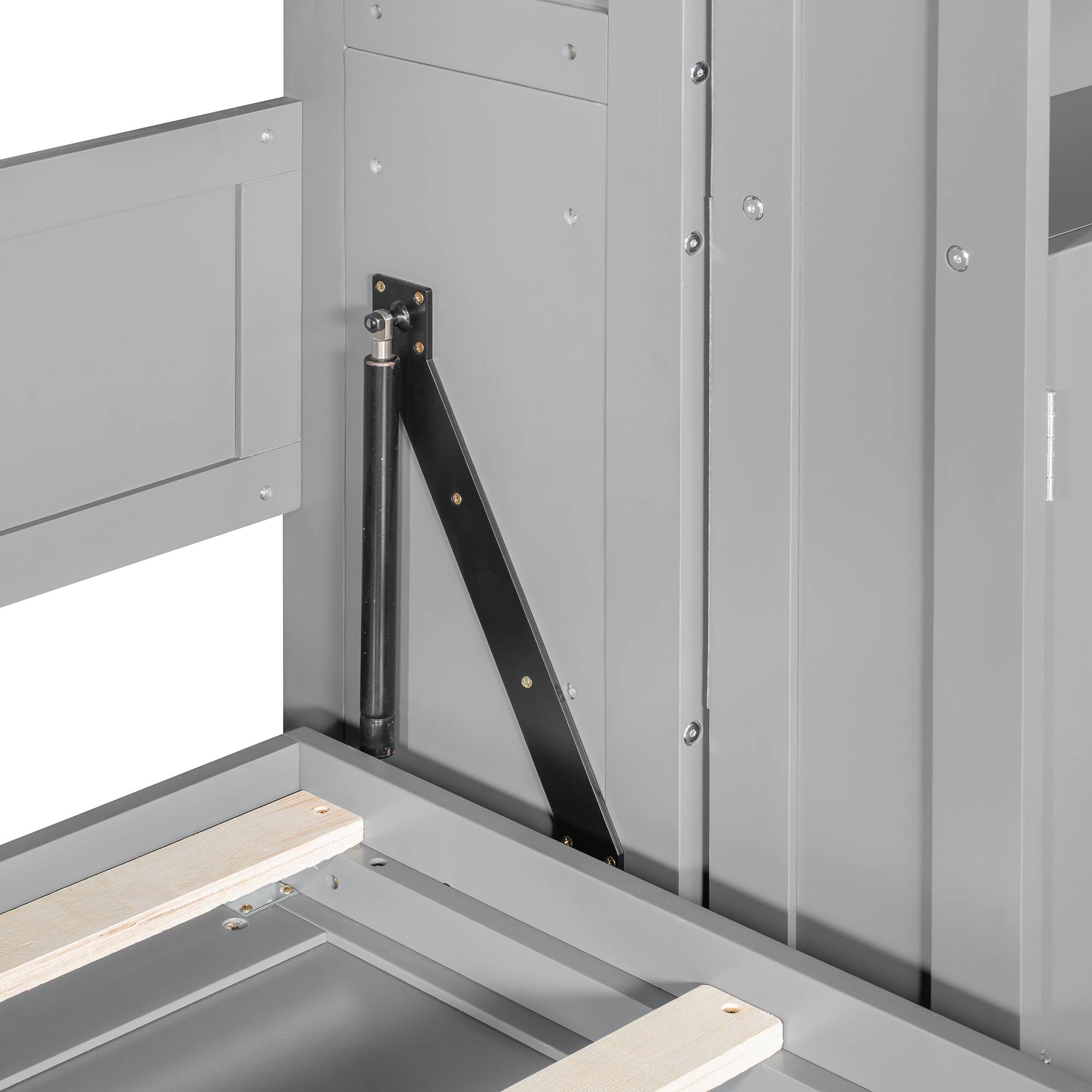 Alt View 2. Anysun - Full-Size Murphy Bed with Sliding Storage - Hidden Wall Bed, 6-Tier Shelves, Space-Saving System for Modern Homes - Gray.