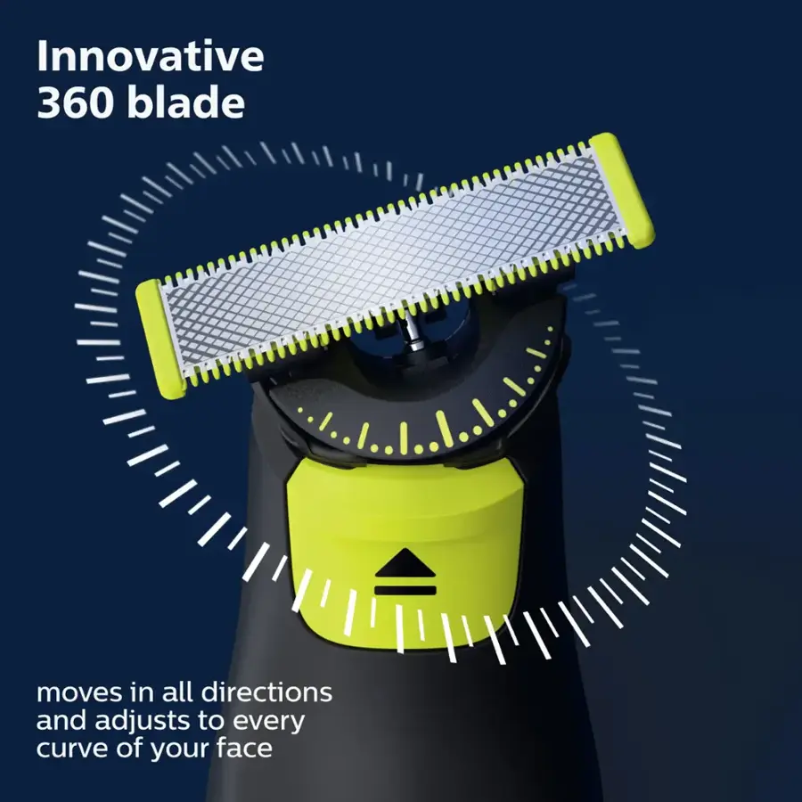 Innovative 360 blade moves in all directions and adjusts to every curve of your face.