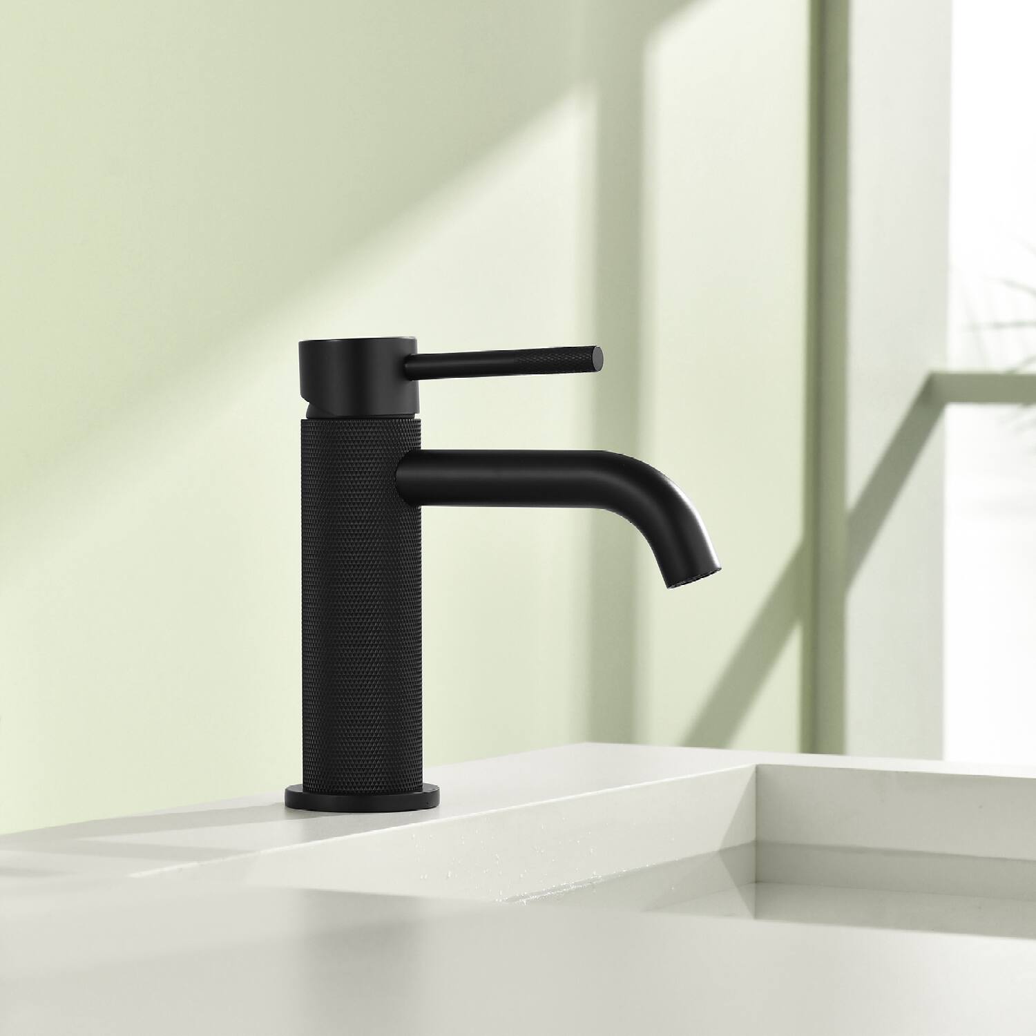 Alt View 1. Boyel Living - Matte Black Carved Solid Brass Bathroom Faucet Single Handle - Matte Black.