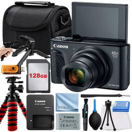Canon - PowerShot SX740 HS Camera with 128GB Card + Case + Tripod + ZeeTech Basic - Black