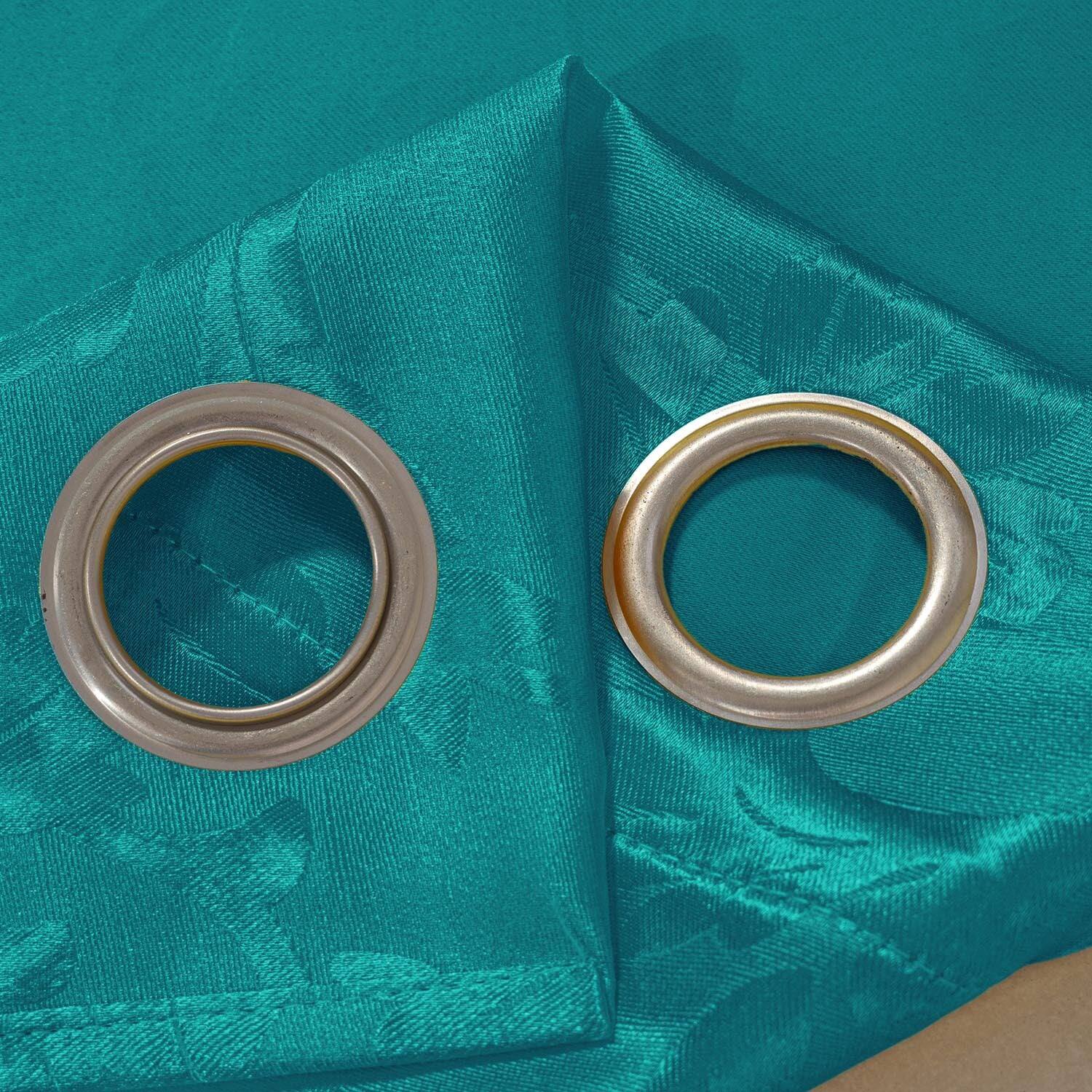 Back. Olivia Gray - Olivia Gray 100% Polyester 200 GSM Dyson Embossed Blackout Grommet Curtain Panel 54" x 90" Teal - Teal.