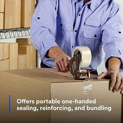 Offers portable one-handed sealing, reinforcing, and bundling