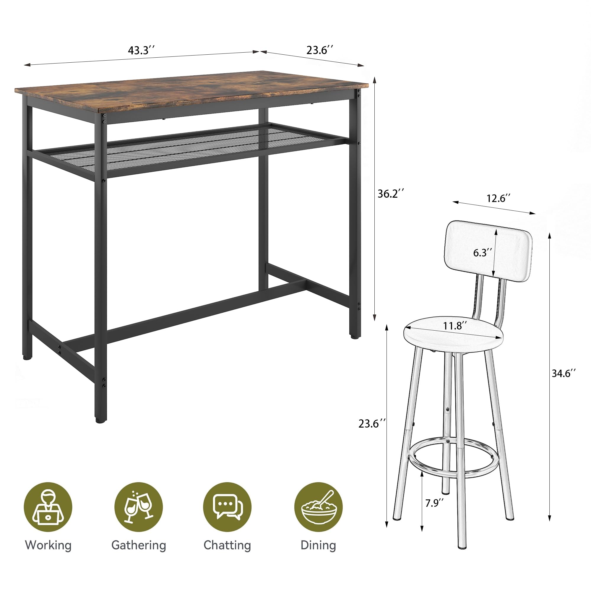 43.3" 23.6" 36.2" 12.6" 6.3" 11.8" 34.6" 23.6" 7.9"

Working  
Gathering  
Chatting  
Dining
