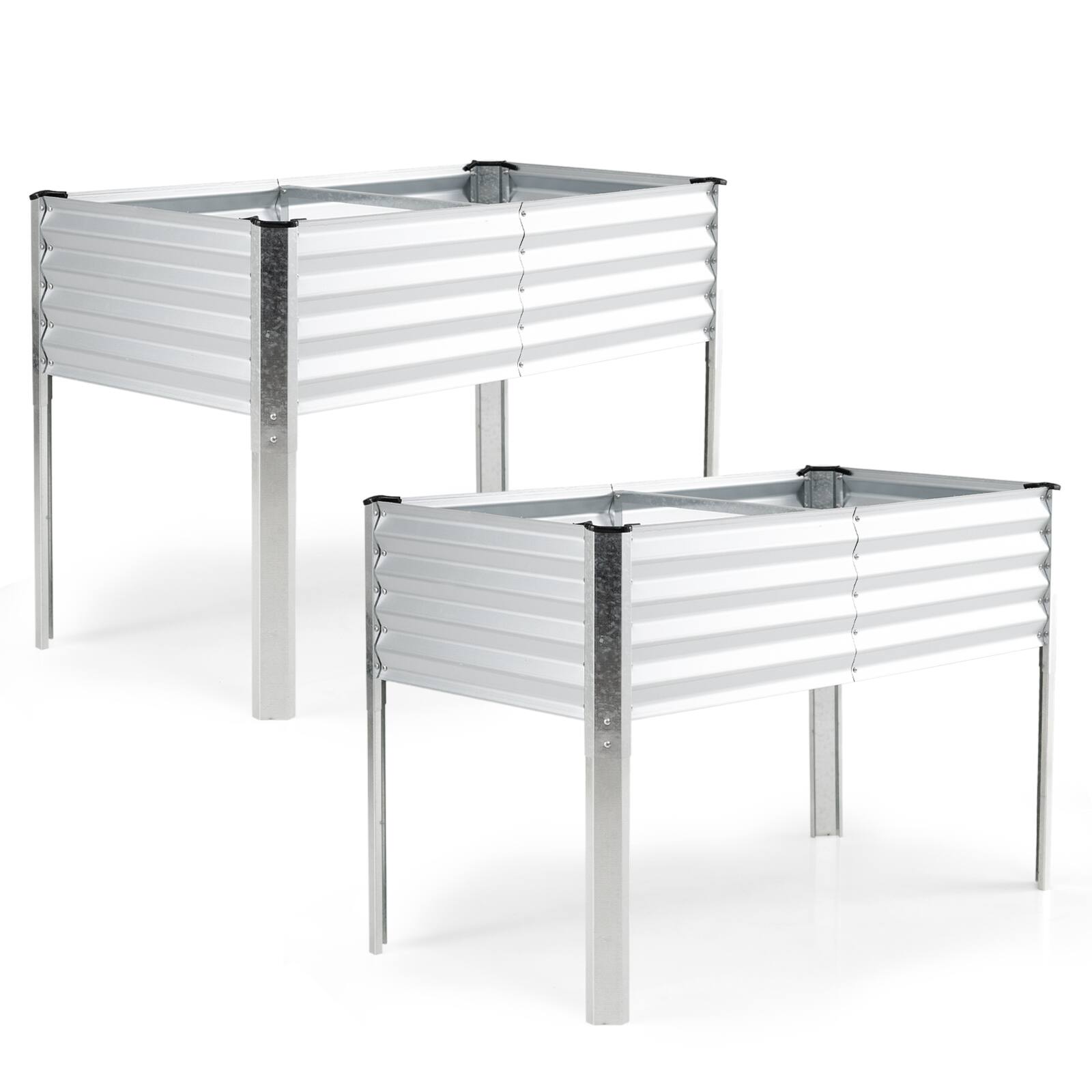 Costway - 2 PCS Galvanized Raised Garden Bed with Legs, Metal Elevated Planter Box for Flowers - Silver price history on PriceWatchPro