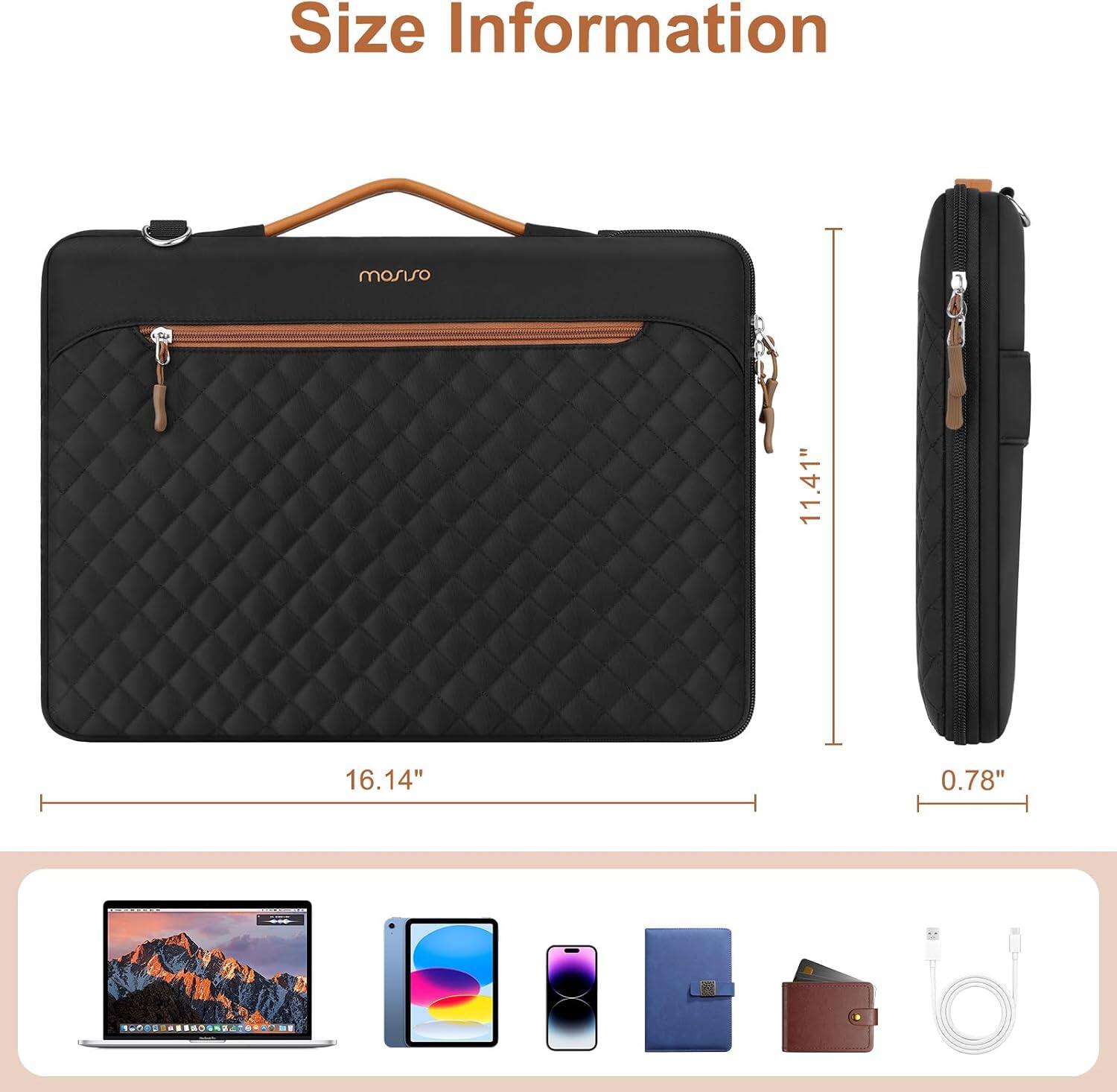 mosiso 15 16 inch Laptop Shoulder Bag, 360 Protective Computer ...