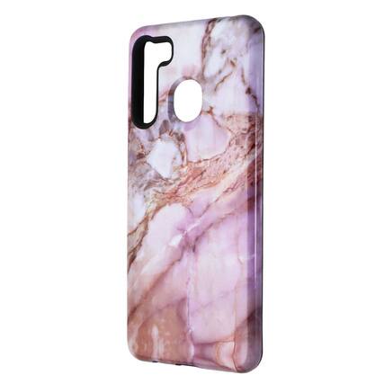 Front. Mybat - MyBat Fuse Hybrid Series Dual-Layer Case for Samsung Galaxy A21 - Pink Marble - Pink.