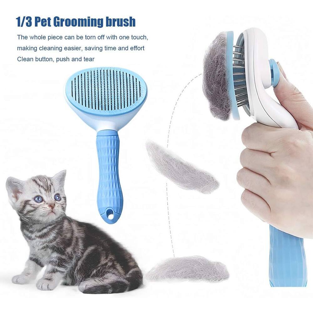 1/3 Pet Grooming brush

The whole piece can be torn off with one touch, making cleaning easier, saving time and effort

Clean button, push and tear