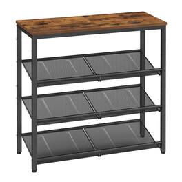 Songmics Home - Adjustable Industrial Style Organizer with Shelves and Spacious Top - Rustic and Ink Black - Brown