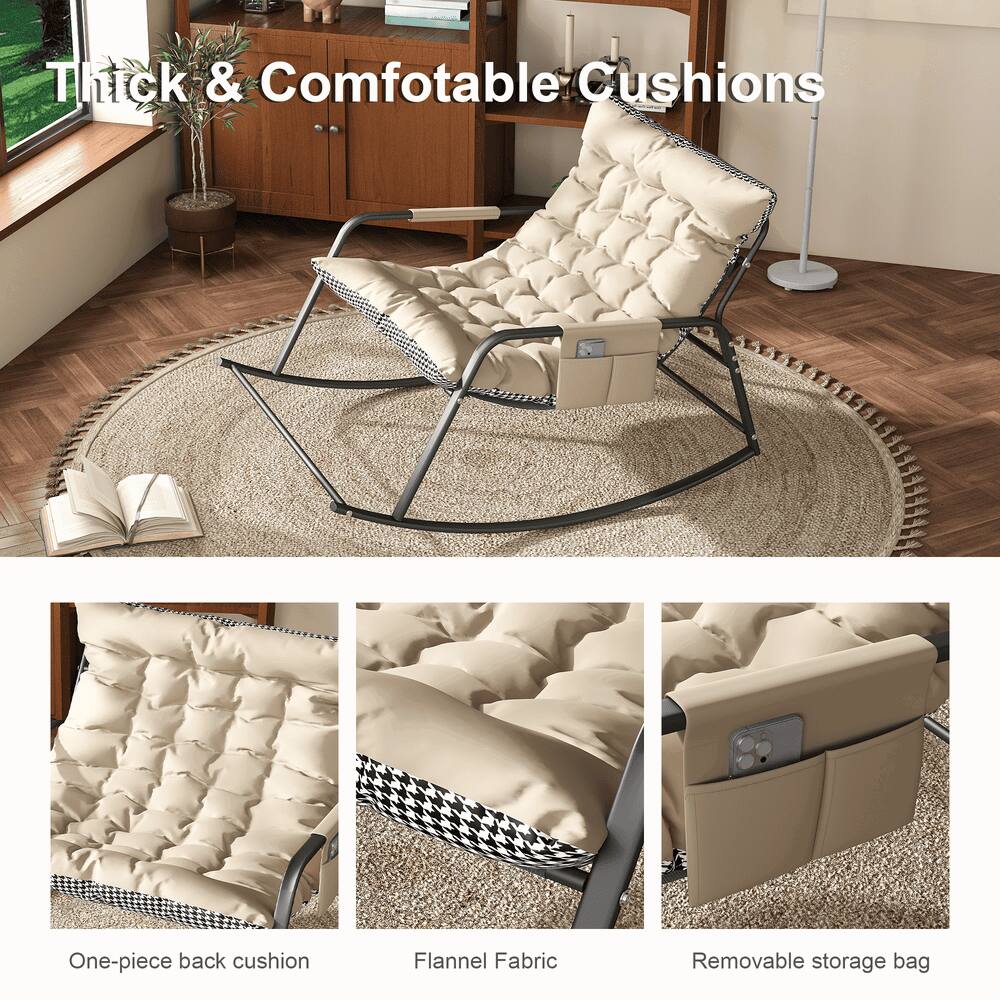 Alt View 10. Kadyn - Rocking Chair with Storage, Cushions and Armrests, Breathable Ergonomic Lounge Chair for Bedroom, Living Room, White - Off-White.