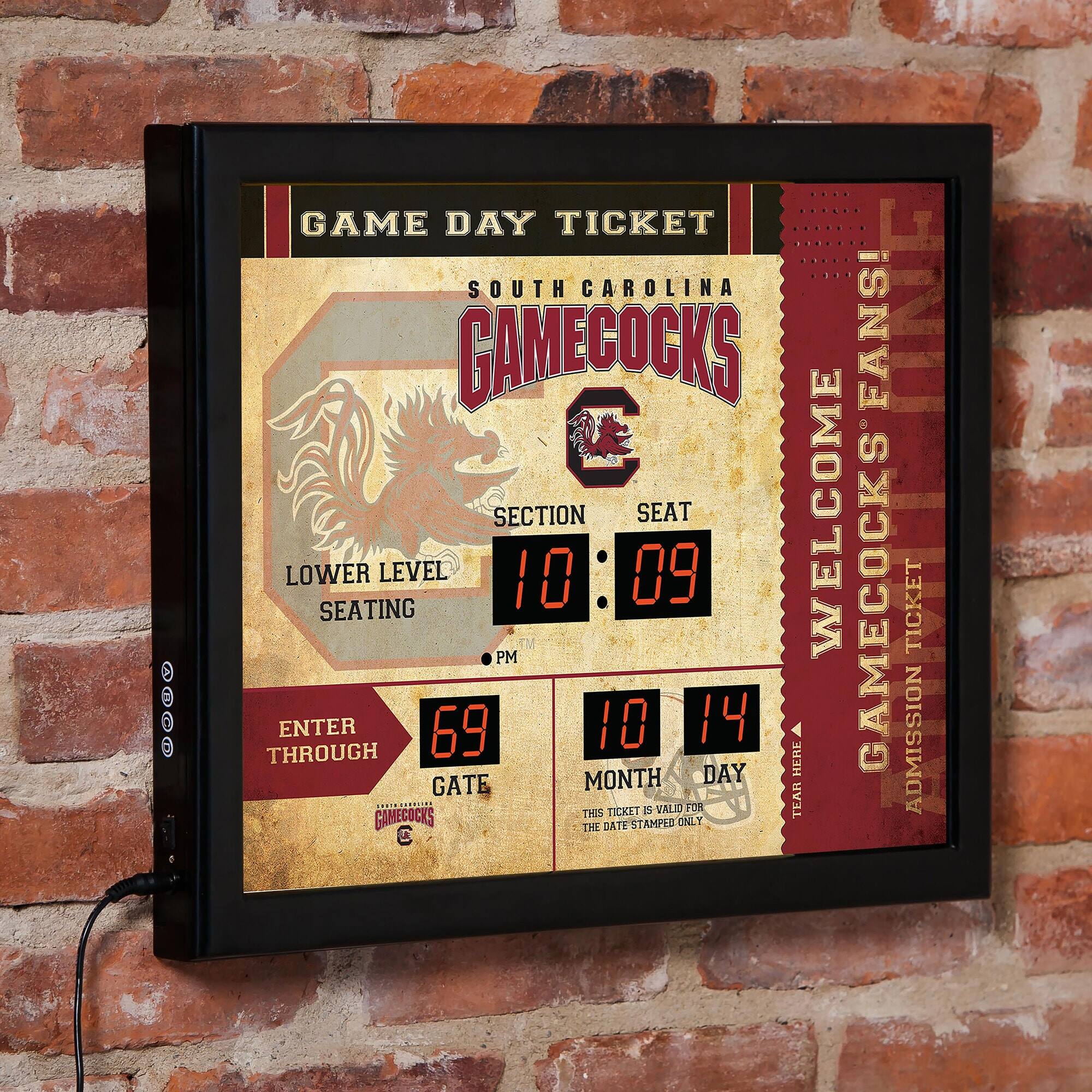Evergreen Enterprises - South Carolina Gamecocks 15" x 19" Bluetooth Scoreboard Wall Clock - Brown