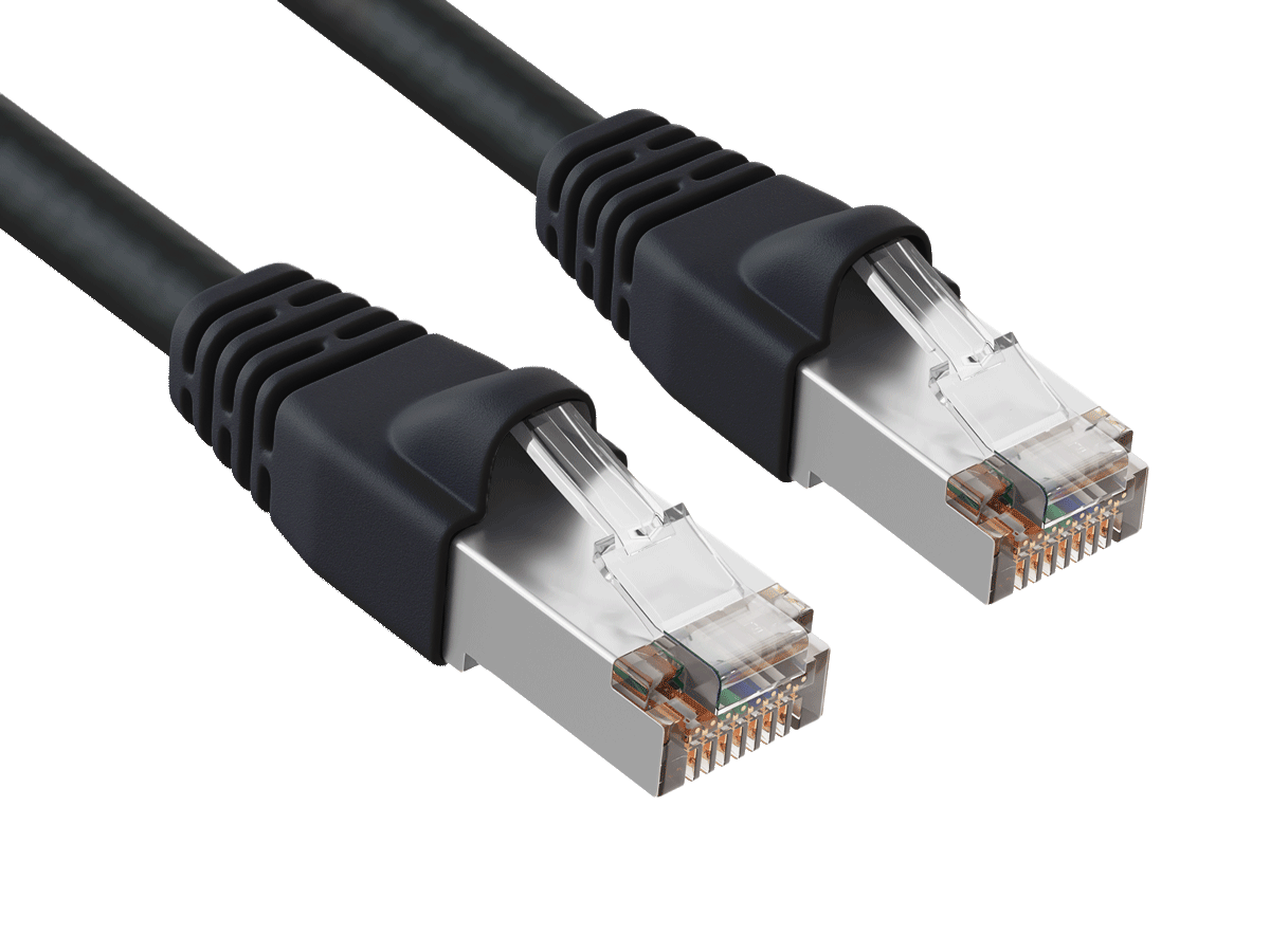 Cable Leader - Cat 6 Ethernet Cable, Shielded STP Patch Cord, RJ45 24 AWG, for Router, Switch, Patch Panel & Server Rack - Black