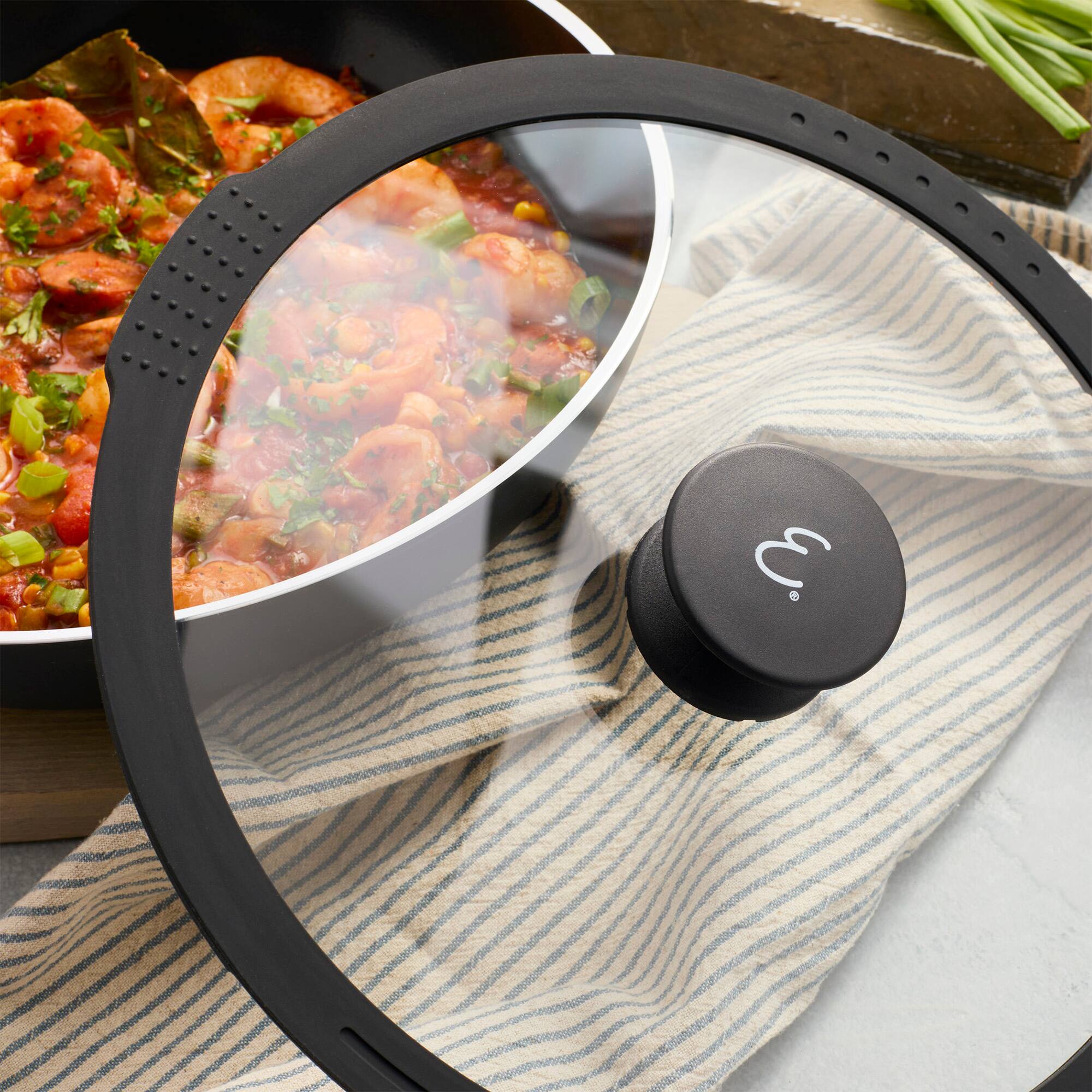 Alt View 3. Henckels - Henckels Nola 11-inch Aluminum Ceramic Nonstick Wok with Lid - Black.