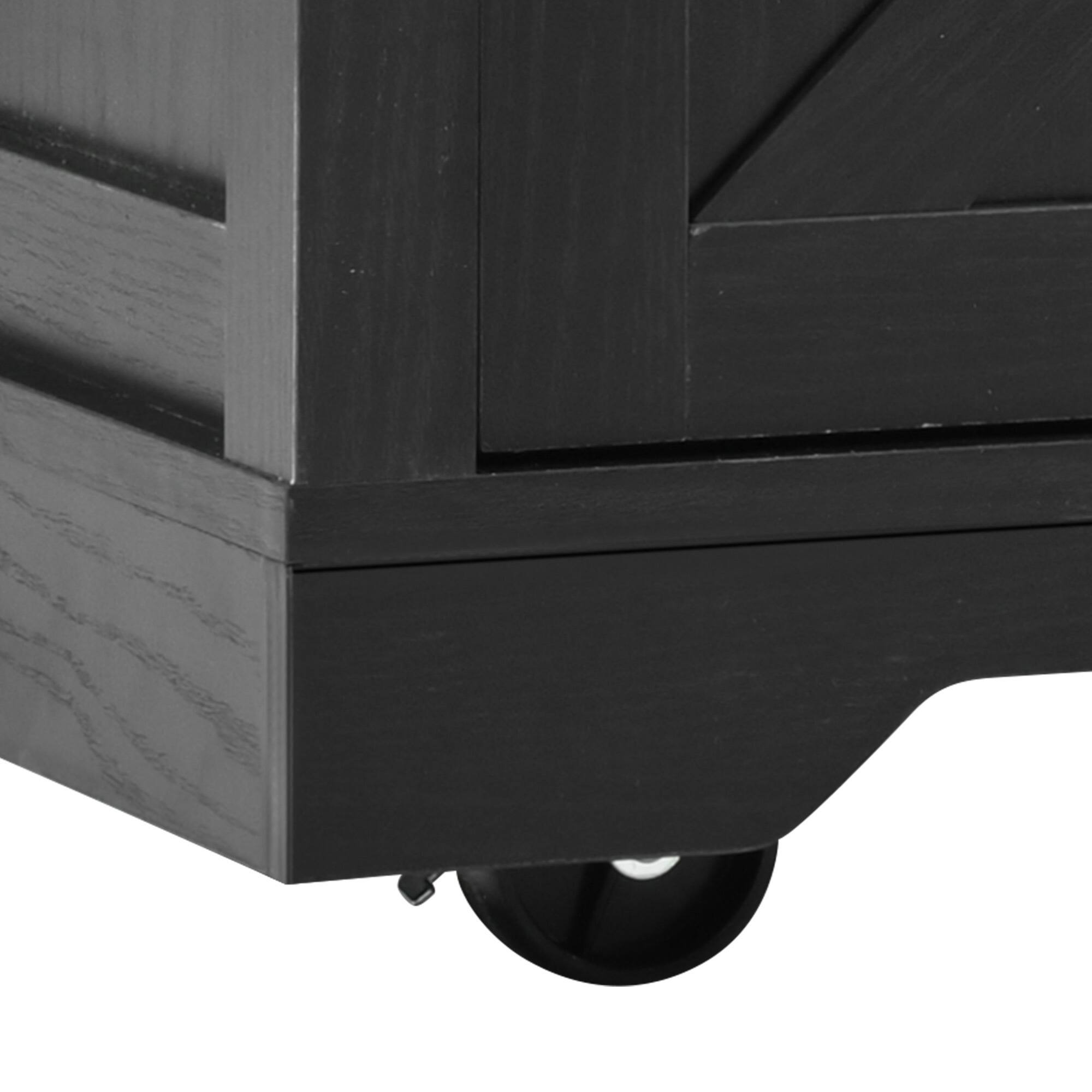 Alt View 1. Spaco - Spaco 53.7" Farmhouse Kitchen Island Cart with Power Outlet, 2 Sliding Barn Doors, Drop Leaf and Spice Rack - Black.