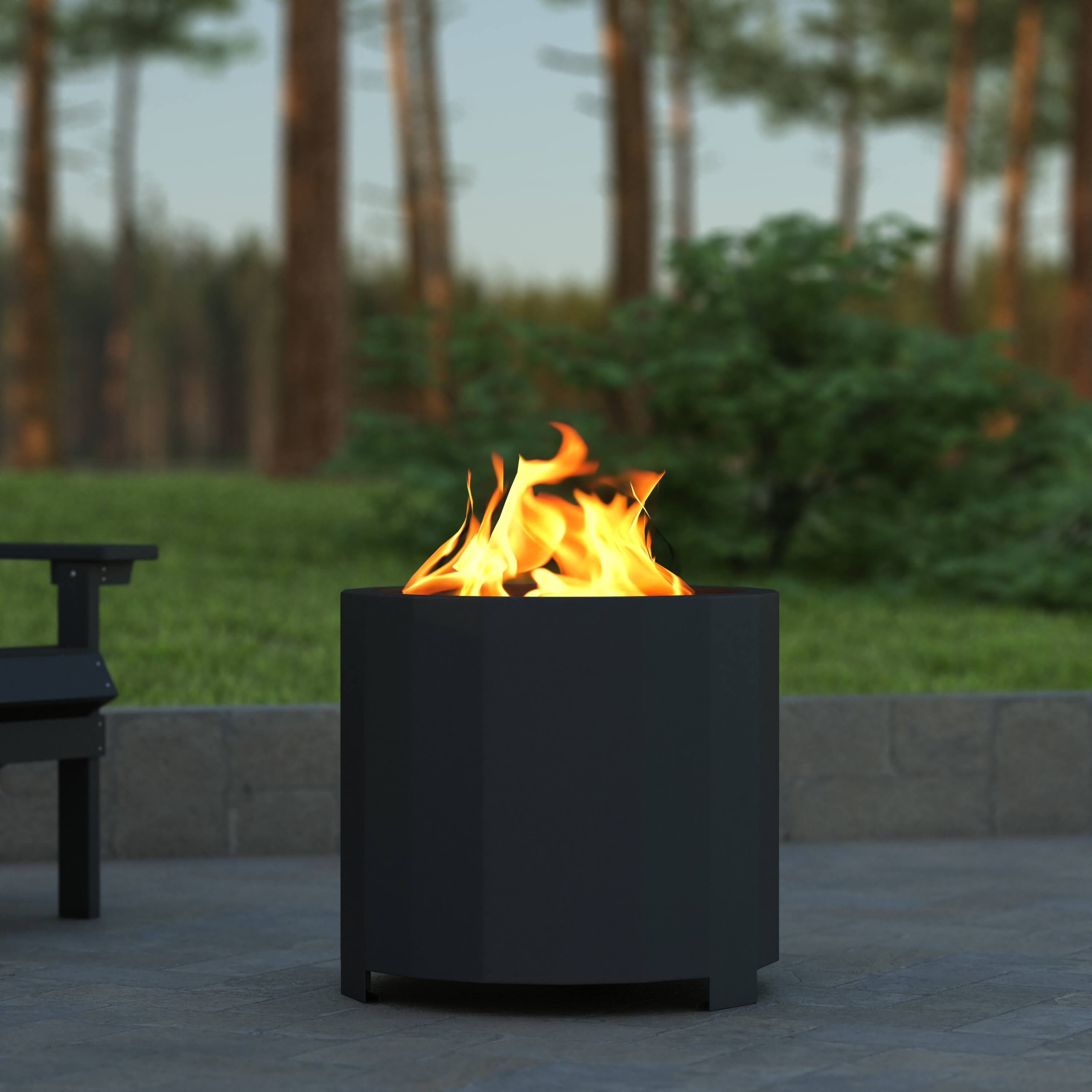 Alt View 5. Emma + Oliver - Hestia Steel Portable Smokeless Wood Burning Firepit with Waterproof Cover for Outdoor Use - Black.