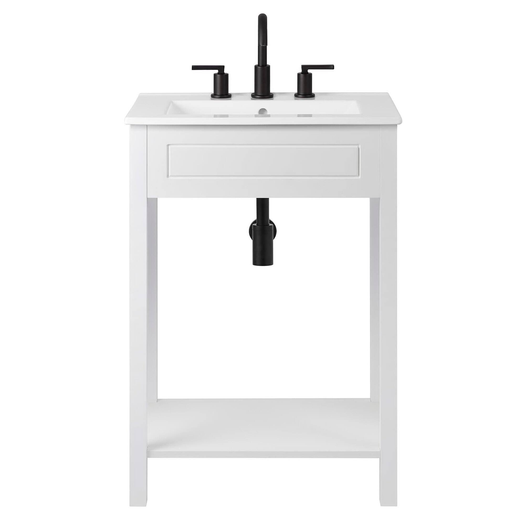 Alt View 3. Modway - Altura Bathroom Vanity Basin Included by Modway - White White.