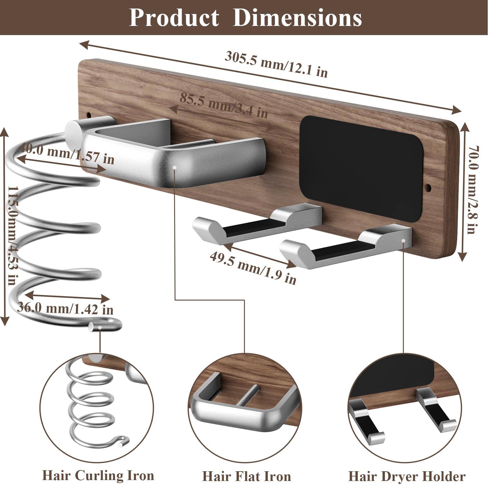 The Best Inks Hair Dryer Holder Curling Iron Flat Blow Wall Mount 3 In ...