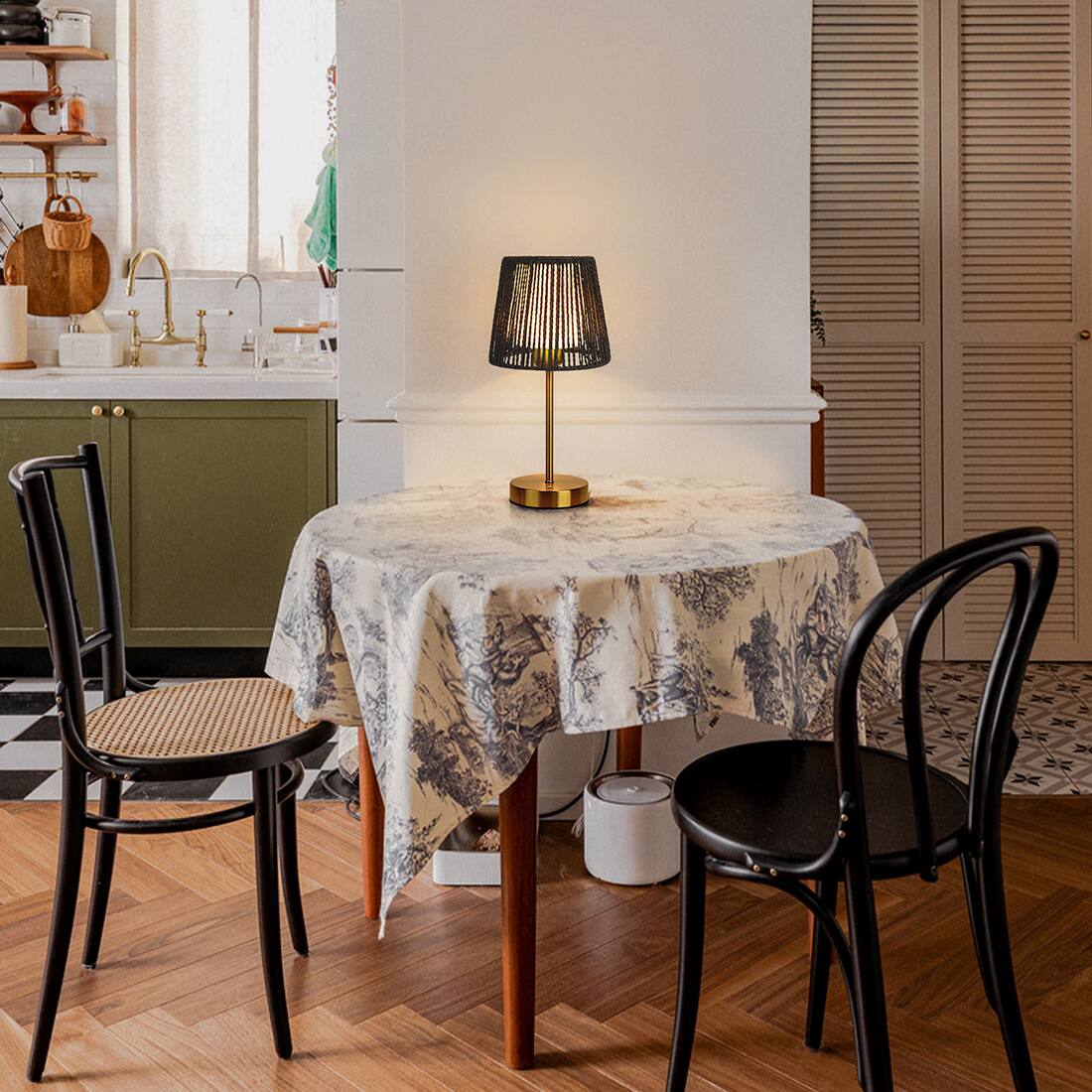 Back. ONEWISH - 2-Pack Cordless Table Lamps with Double Shades – Portable, Touch-Control, Holiday Gift & Home Accent - Gold.