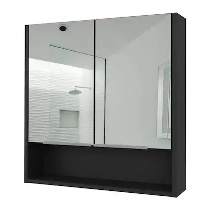 Front. Treevol Furniture - Lexington Medicine Cabinet ,Bathroom,Black - Black.