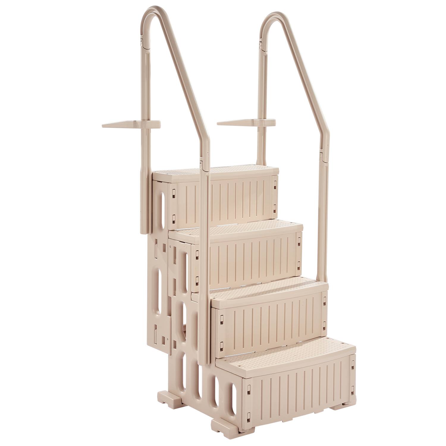 Alt View 5. VEVOR - Swimming Pool Ladder, 4-Step Double Handrails Stairs with Non-slip Heavy Duty Steps, Max Load Capacity 400 lbs - Taupe.