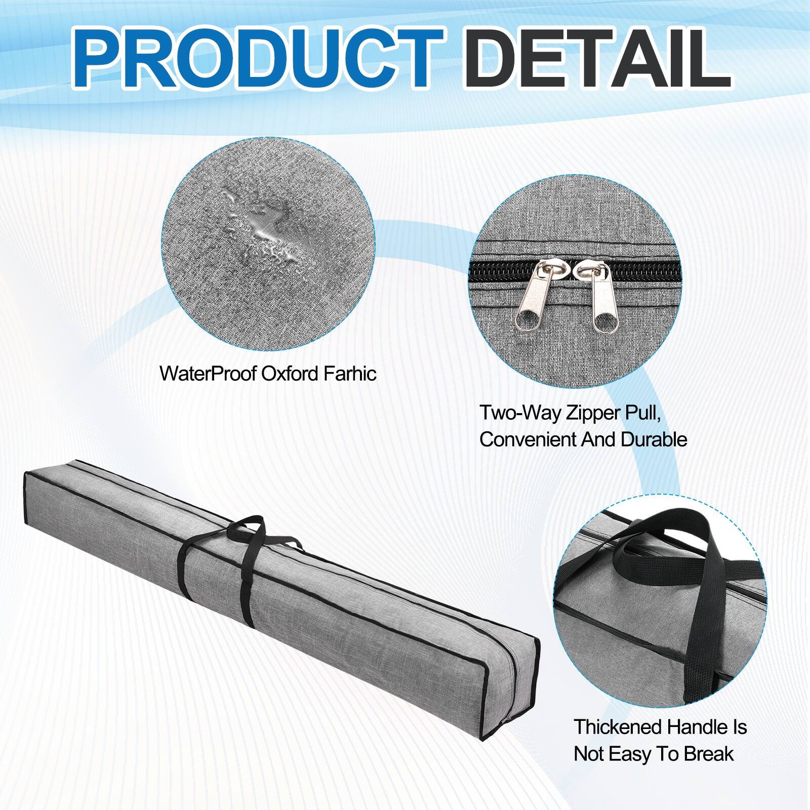 PRODUCT DETAIL

- WaterProof Oxford Farhic
- Two-Way Zipper Pull, Convenient And Durable
- Thickened Handle Is Not Easy To Break