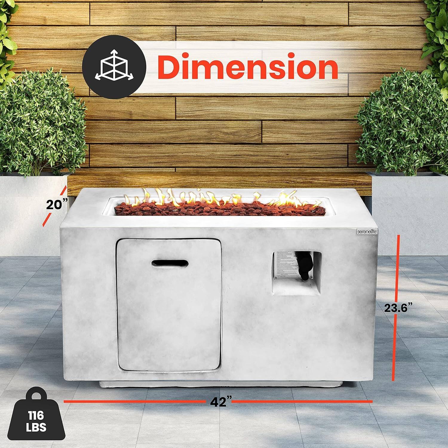 Dimension  
20" x 23.6" x 42"  
116 LBS